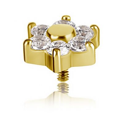 RECAMBIO DE FLOR EN ORO MACIZO CON CRISTALES