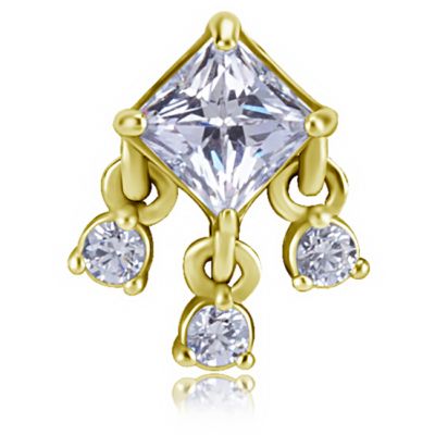 ACCESSOIRE DE PIERCING CARRÉ PLAQUÉ OR AVEC CRISTAUX