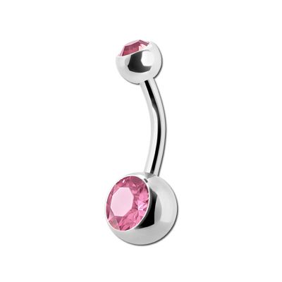 BELLY BUTTON PIERCING WITH TWO PREMIUM CRYSTALS