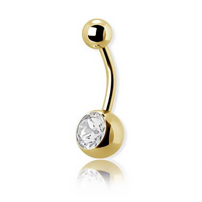 GOLD PLATED NAVEL PIERCING WITH CRYSTAL