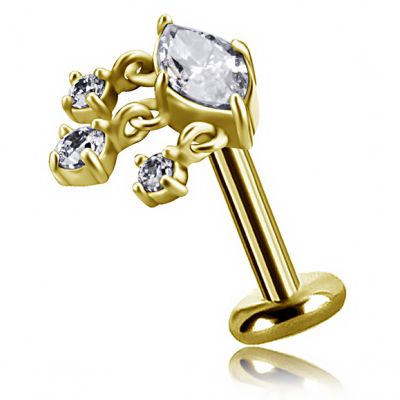 GOLDEN EYE-SHAPED PIERCING WITH HANGING CRYSTALS