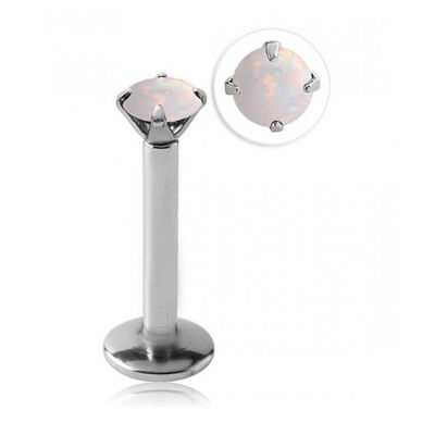 PIERCING LABBRO CON FILETTO INTERNO E OPALE SINTETICO
