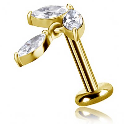 GOLDEN PIERCING WITH HANGING CRYSTAL LEAVES