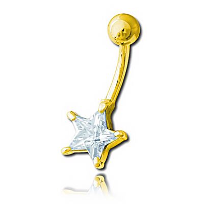 PIERCING PLACCATO ORO ALL'OMBELICO CON CRISTALLO STELLA