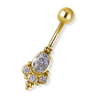 PIERCING BANANA ACCIAIO ORO CON CRISTALLO