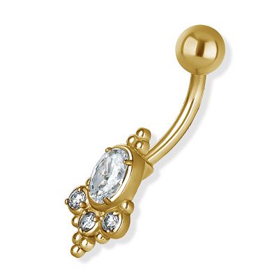 PIERCING BANANA ACCIAIO ORO CON CRISTALLO