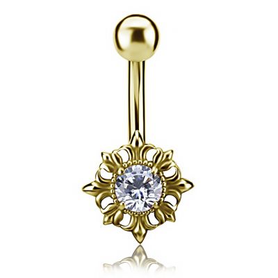 JOYA DE OMBLIGO BAÑADA EN ORO CON CRISTAL