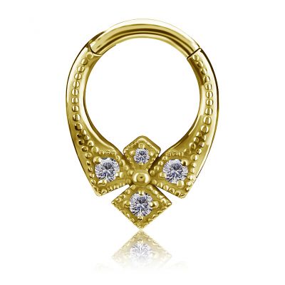 GOLDPLATTIERTER KREUZ-CLICKER-RING MIT PREMIUM-ZIRKONIA