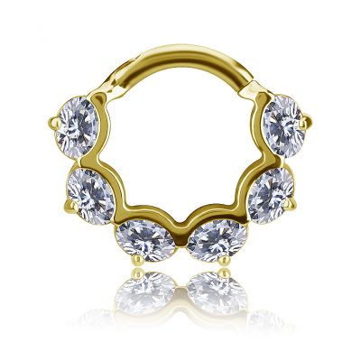 VERGOLDETER CLICKER-RING MIT OVALER PREMIUM-ZIRKONIA