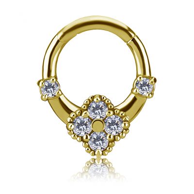 VERGOLDETER CLICKER-RING MIT RAUTENFÖRMIGER PREMIUM-ZIRKONIA