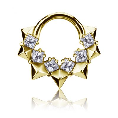GOLDPLATTIERTER CLICKER-RING MIT QUADRATISCHEN KRISTALLEN