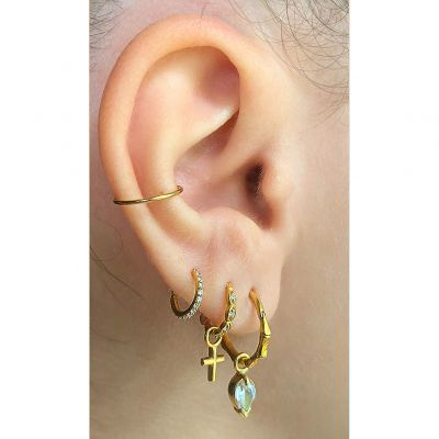 PIERCING CLICKER OVALE PLACCATO ORO CON CRISTALLI