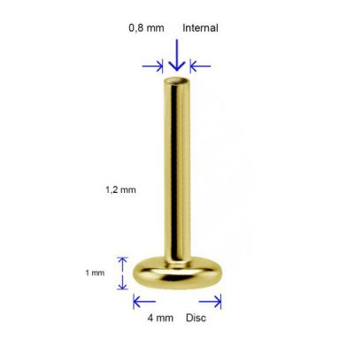 LABRET CHAPADA EN ORO CON ROSCA INTERNA