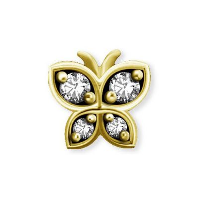 PAPILLON PLAQUÉ OR POUR PIERCING AVEC FILETAGE INTÉRIEUR