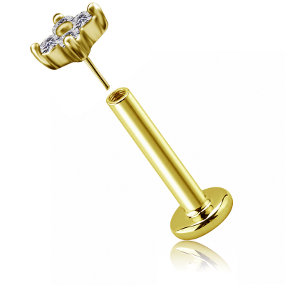 BOUCLE D’OREILLE THREADLESS PLAQUÉE OR DE FLEUR AVEC PREMIUM CUBIC ZIRCONIA