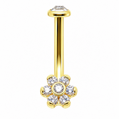VERGOLDETES CHRISTINA-PIERCING MIT KRISTALLBLUME