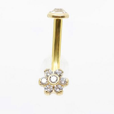PIERCING CHRISTINA CHAPADO EN ORO CON FLOR DE CRISTAL