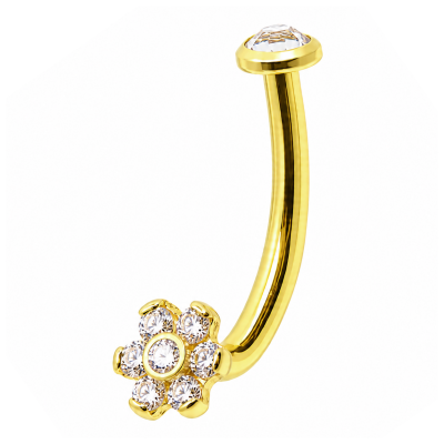 VERGOLDETES CHRISTINA-PIERCING MIT KRISTALLBLUME
