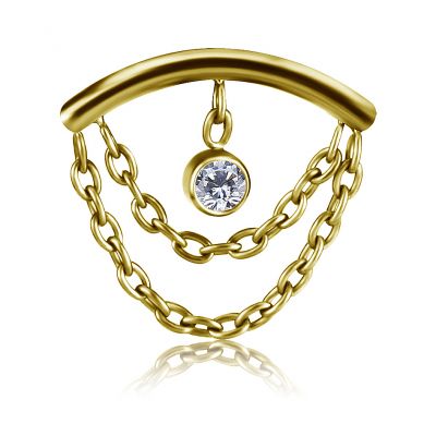 GOLD-PLATED FLAT-HELIX REPLACEMENT WITH CHAINS AND CRYSTAL