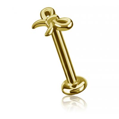 LABRET PLACCATO ORO CON RICAMBIO A FORMA DI FIOCCO