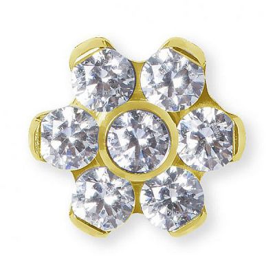 LABRET CON FIORE IN PREMIUM ZIRCONIA PLACCATO ORO