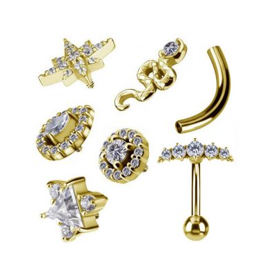 RICAMBIO PLACCATO ORO BARRETTA CURVA PER PIERCING ALL’OMBELICO