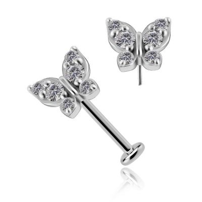 THREADLESS LABRET MIT SCHMETTERLING AUS KRISTALLEN