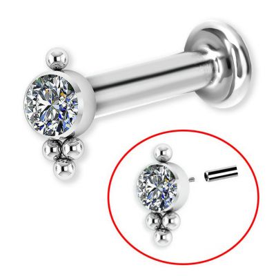 LABRET CON FILETTO INTERNO E CRISTALLO PREMIUM