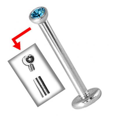 PIERCING LABRET AVEC FILETAGE INTÉRIEUR ET CRISTAL