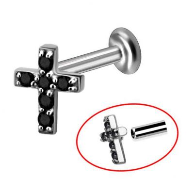 TRAGUS PIERCING WITH JEWELLED CROSS