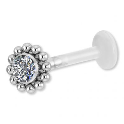 LABRET CON CRISTALLO PREMIUM CONTORNATO DA DIECI SFERE