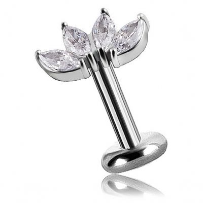 PIERCING WITH FOUR MARQUISE CUT CRYSTAL LEAVES