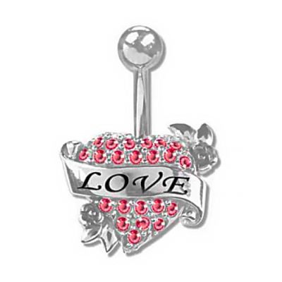 PIERCING OMBELICO CON CUORE DI CRISTALLI