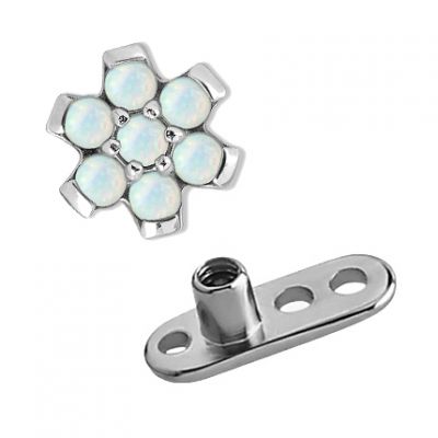 MICRODERMAL CON FIORE IN OPALE BIANCO