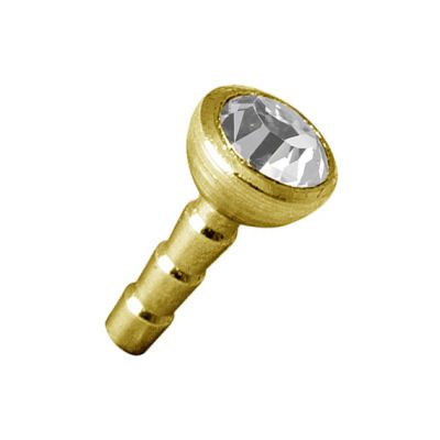 24k GOLD STEEL COMPONENT FOR BIOPLAST LABRET WITH CRYSTAL