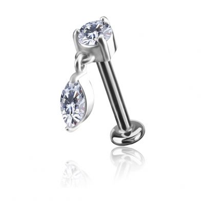 LABRET SENZA FILETTATURA CON RICAMBIO PREMIUM CUBIC ZIRCONIA E PENDENTE A GOCCIA