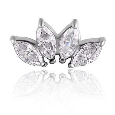 REPLACEMENT PIERCING WITH FOUR LEAVES OF MARQUISE CUT CRYSTALS