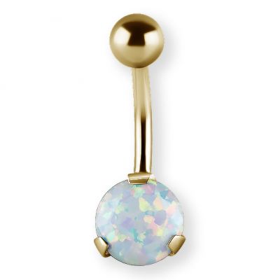 PIERCING DA OMBELICO PLACCATO ORO CON OPALE SINTETICO