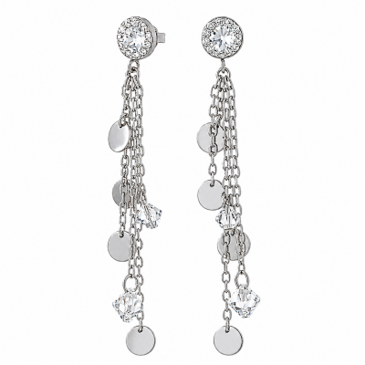 PENDIENTES COLGANTES CON CRISTALES Y DISCOS