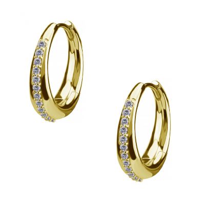 ORECCHINI PLACCATI ORO CON FILA DI CRISTALLI