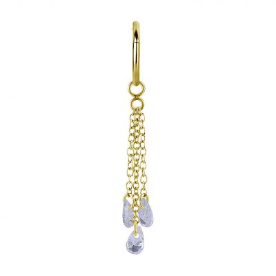 ORECCHINO DORATO E CHARM CON CATENE E CRISTALLI DI ZIRCONIA