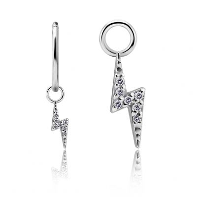 PENDENTE CON FULMINE DI CRISTALLI PER PIERCING A CERCHIO
