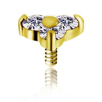 ACCESSOIRE EN OR POUR PIERCING AVEC TROIS CRISTAUX
