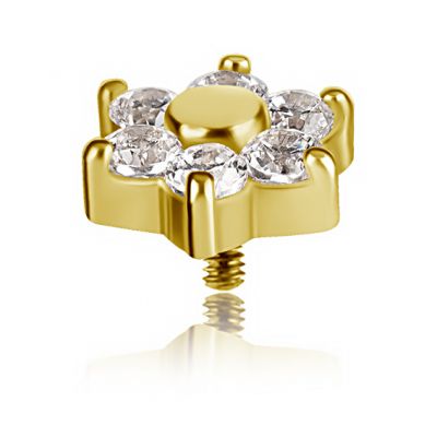 FLEUR AVEC CRISTAUX ET OR POUR PIERCINGS