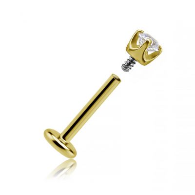 PIERCING LABRET IN ORO MASSICCIO E CRISTALLO