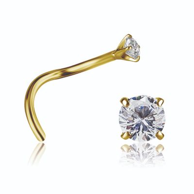 PIERCING PARA LA NARIZ DE ORO MACIZO CON CRISTAL