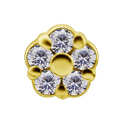 JOYA PARA LA NARIZ DE ORO MACIZO CON FLOR Y CRISTALES