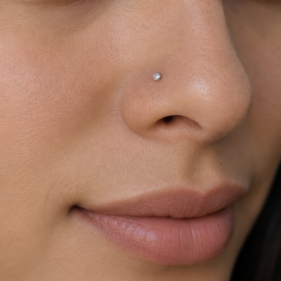 PIERCING IN ORO BIANCO MASSICCIO PER IL NASO CON DIAMANTE LAB