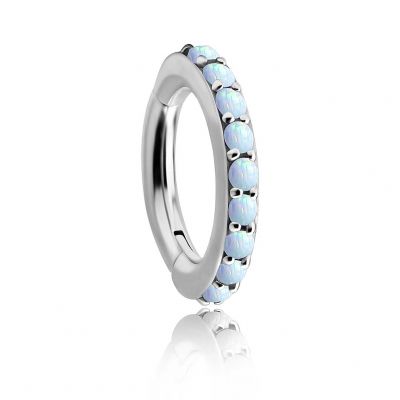 OVAL NAVEL CLICKER PIERCING WITH OPAL LAB