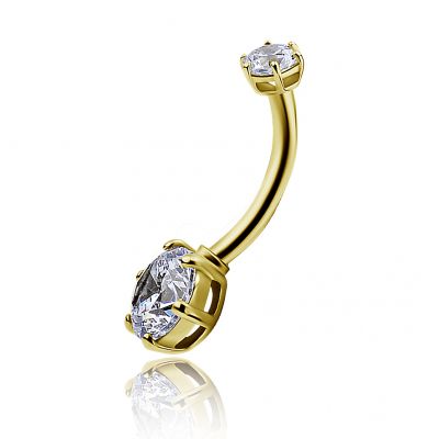 PIERCING PER L'OMBELICO IN ORO MASSICCIO CON CRISTALLI